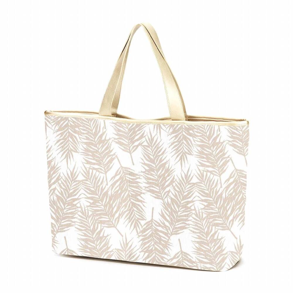 NEW VIV & LOU women's coconut palms ally tote bag in beige